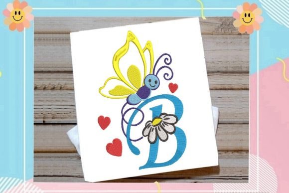 Butterfly B Letter Monogram