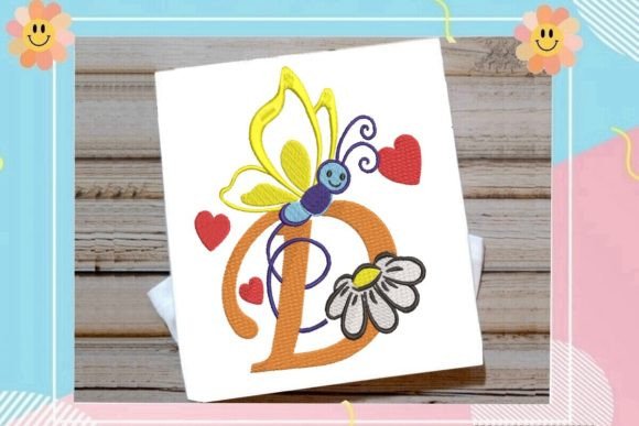 Butterfly D Letter Monogram