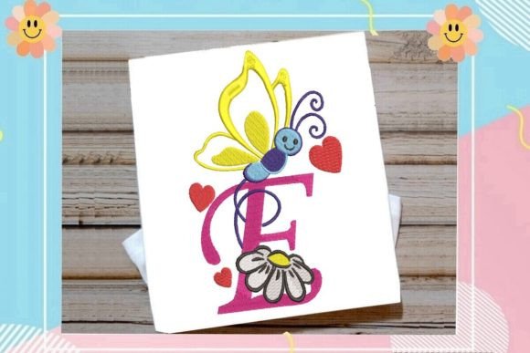 Butterfly E Letter Monogram