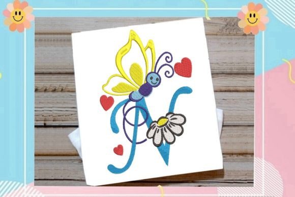 Butterfly N Letter Monogram