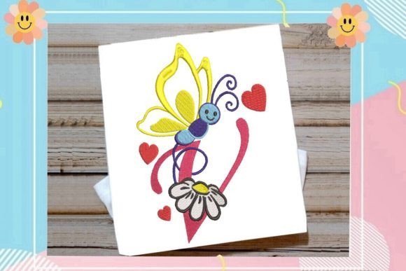 Butterfly V Letter Monogram