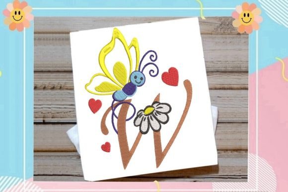 Butterfly W Letter Monogram
