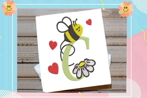 Cute Bee C Letter Monogram