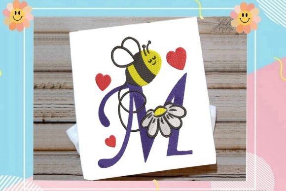 Cute Bee M Letter Monogram
