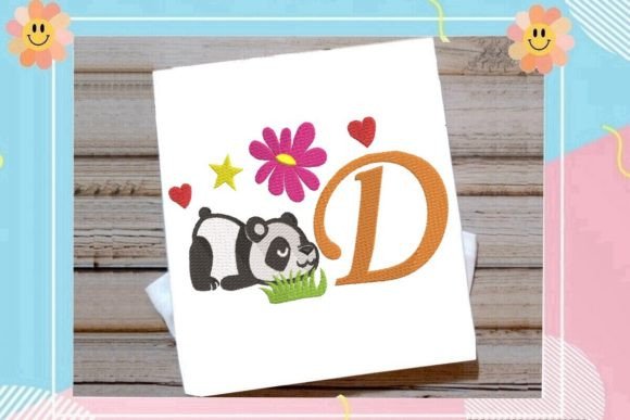 Cute Panda Monogram D Letter