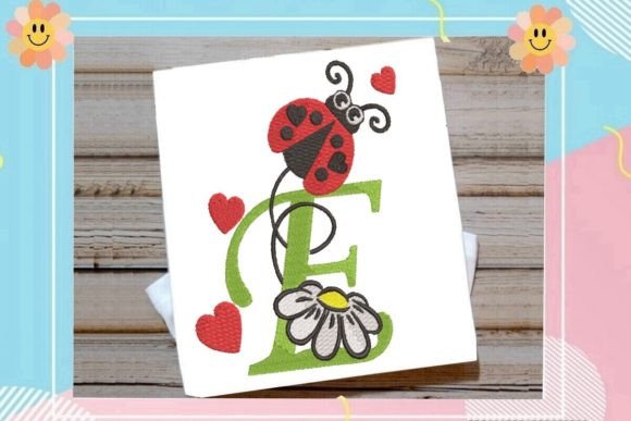 Ladybug E Letter Monogram
