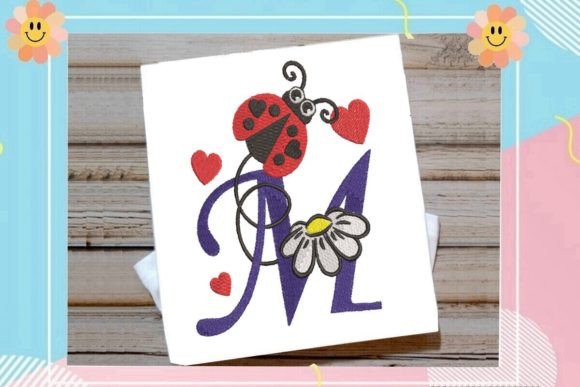 Ladybug M Letter Monogram