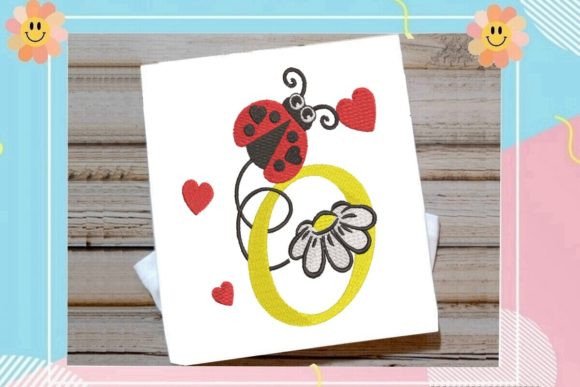 Ladybug O Letter Monogram