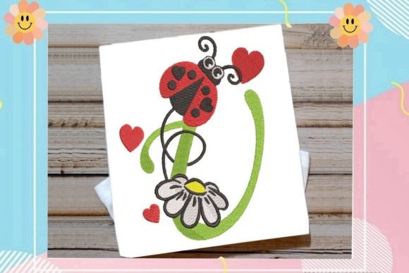 Ladybug U Letter Monogram