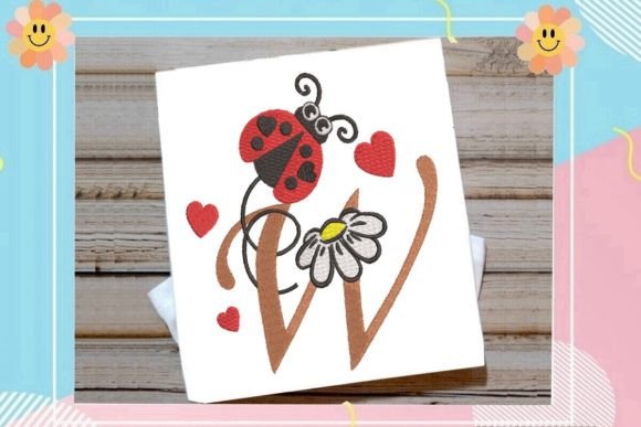 Ladybug W Letter Monogram