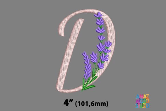 Letter D Floral Lavender Monogram