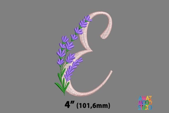 Letter E Floral Lavender Monogram