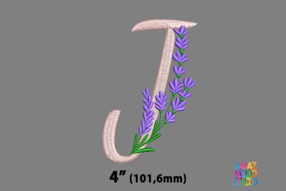 Letter J Floral Lavender Monogram