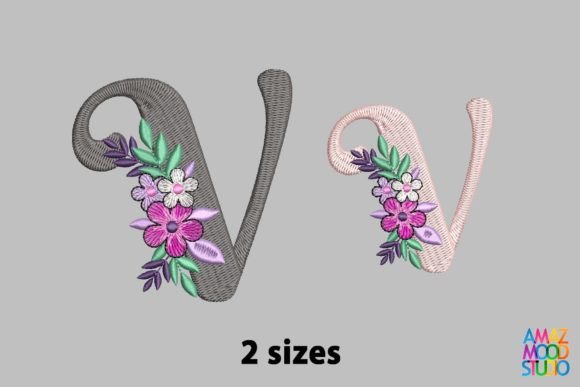 Letter V Floral Monogram