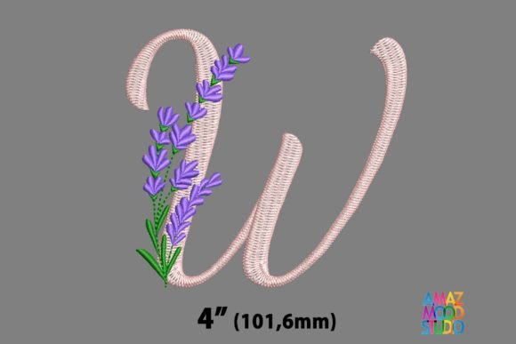 Letter W Floral Lavender Monogram